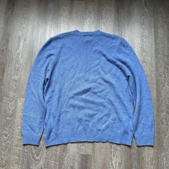 Eddie Bauer Mens Blue Sweater L Crewneck Lambswool Mix  Pullover Warm Soft - Picture 3 of 7